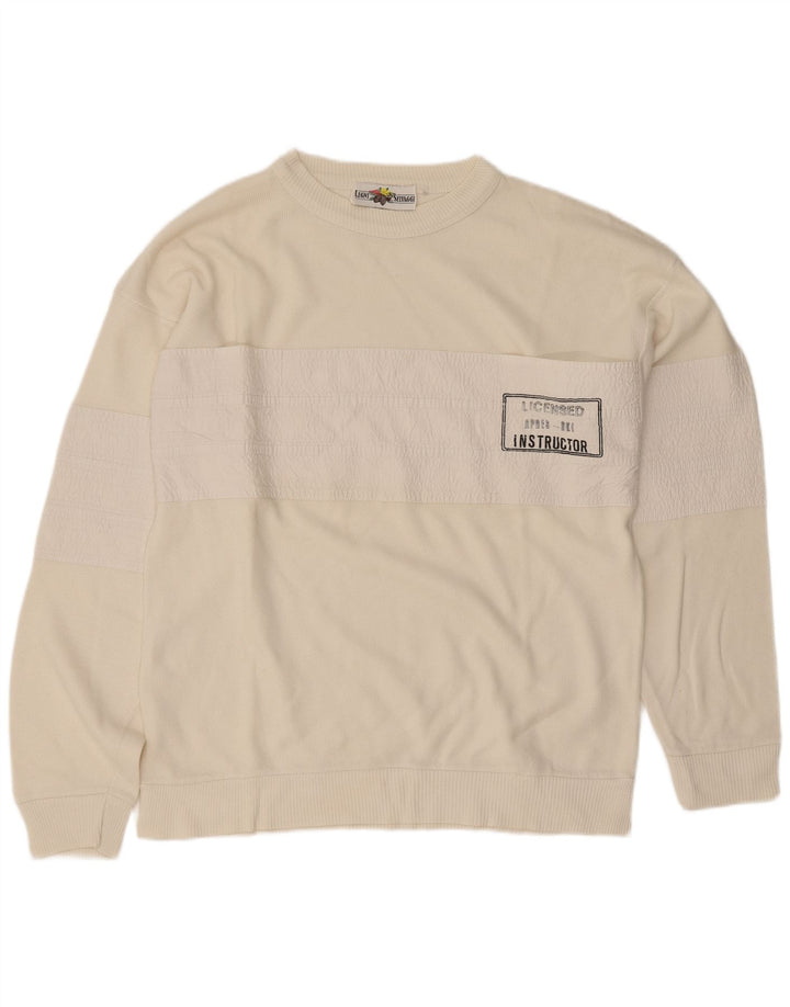 Vintage ανδρικό γραφικό φούτερ Jumper Μεσαίο λευκό βαμβακερό