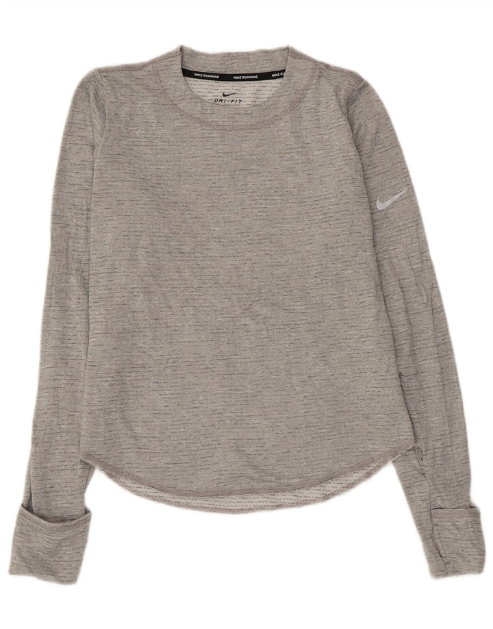 Nike γυναικεία Dri Fit Oversized Top μακριά μανίκια UK 10 Small Grey Flecked