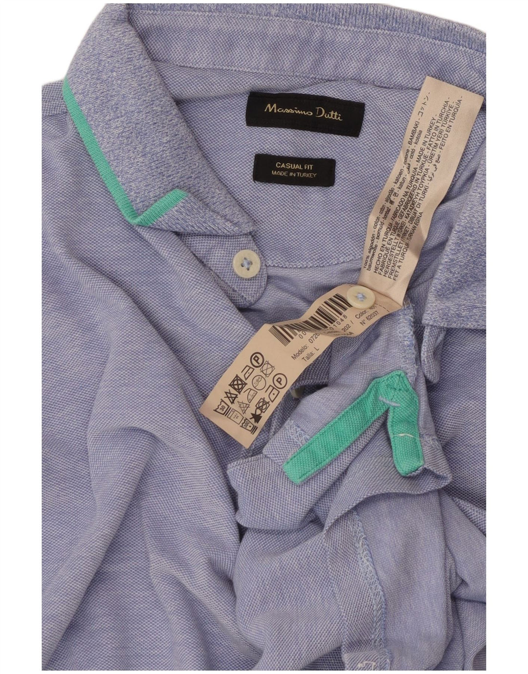 Massimo Dutti Ανδρικό πουκάμισο Polo Casual Fit μεγάλο μπλε βαμβακερό