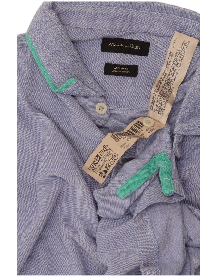 Massimo Dutti Ανδρικό πουκάμισο Polo Casual Fit μεγάλο μπλε βαμβακερό