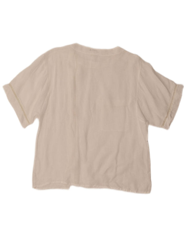 Γυναικείο κοντομάνικο πουκάμισο VINTAGE Μπλούζα IT 48 XL Λευκό