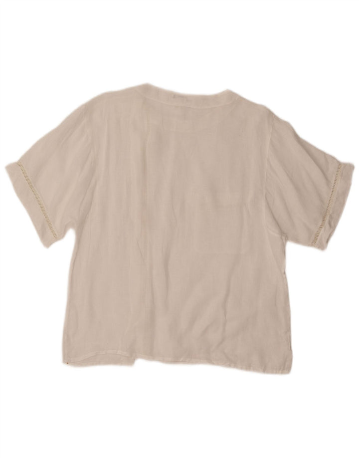 Γυναικείο κοντομάνικο πουκάμισο VINTAGE Μπλούζα IT 48 XL Λευκό