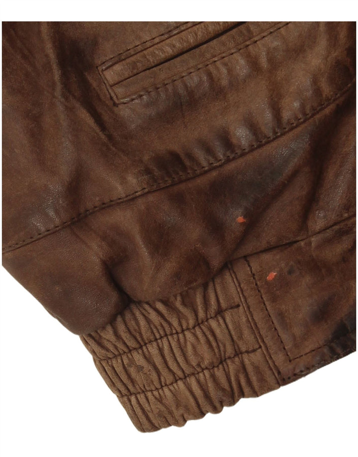 Vintage Ανδρικό Δερμάτινο Gilet IT 50 Μεγάλο Καφέ Δέρμα