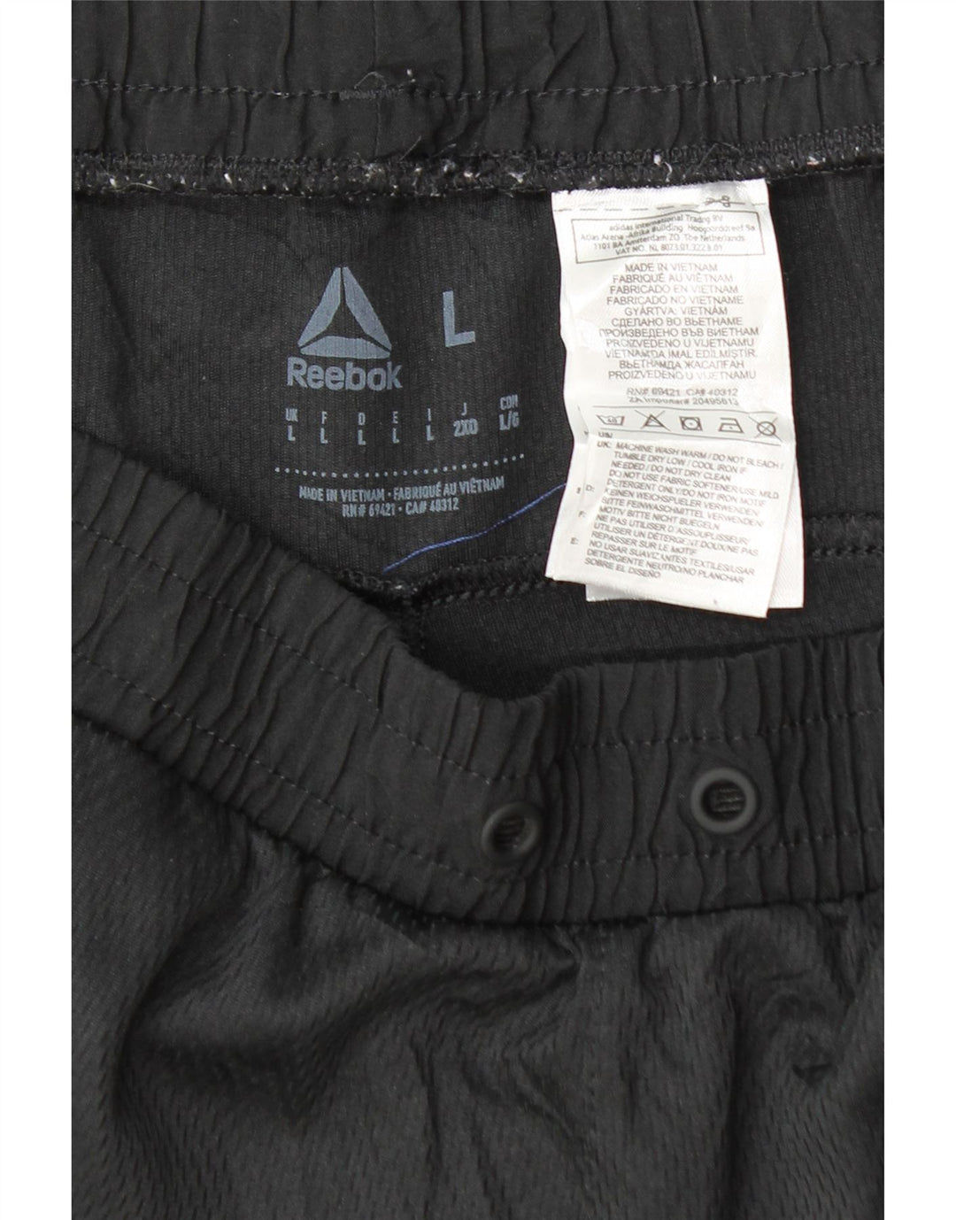Ανδρική αθλητική φόρμα REEBOK Παντελόνι μεγάλο μαύρο πολυεστέρα