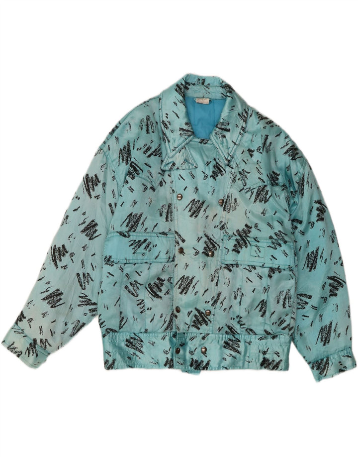 Vintage Ανδρικό Abstract Pattern Windbreaker Jacket UK 36 Small Blue