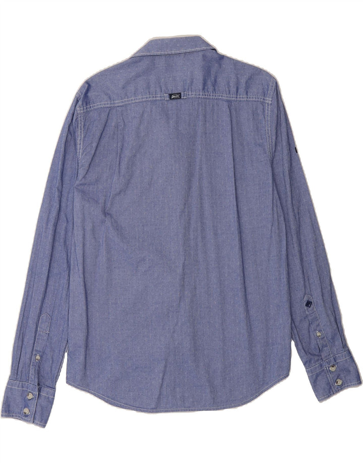 SUPERDRY Mens Shirt Large Blue Spotted Cotton Vintage Superdry and Second-Hand Superdry from Messina Hembry 
