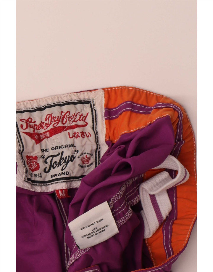 Γυναικείο γραφικό σορτς κολύμβησης Superdry UK 12 μεσαίου πορφυρού πολυεστέρα