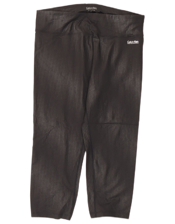 Calvin Klein Womens Performance Capri Leggings UK 14 Large Black Geometric