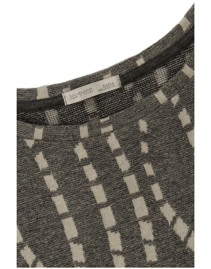 Zara Γυναικείο Τοπ UK 16 Large Grey Chevron
