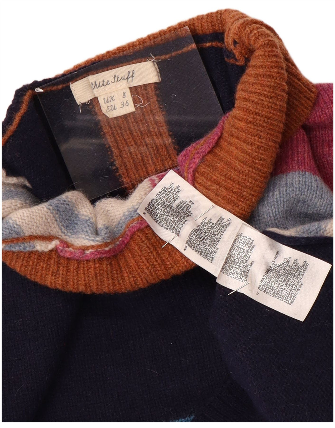 WHITE STUFF Γυναικείο πουλόβερ με λαιμό χελώνα UK 8 μικρό πολύχρωμο