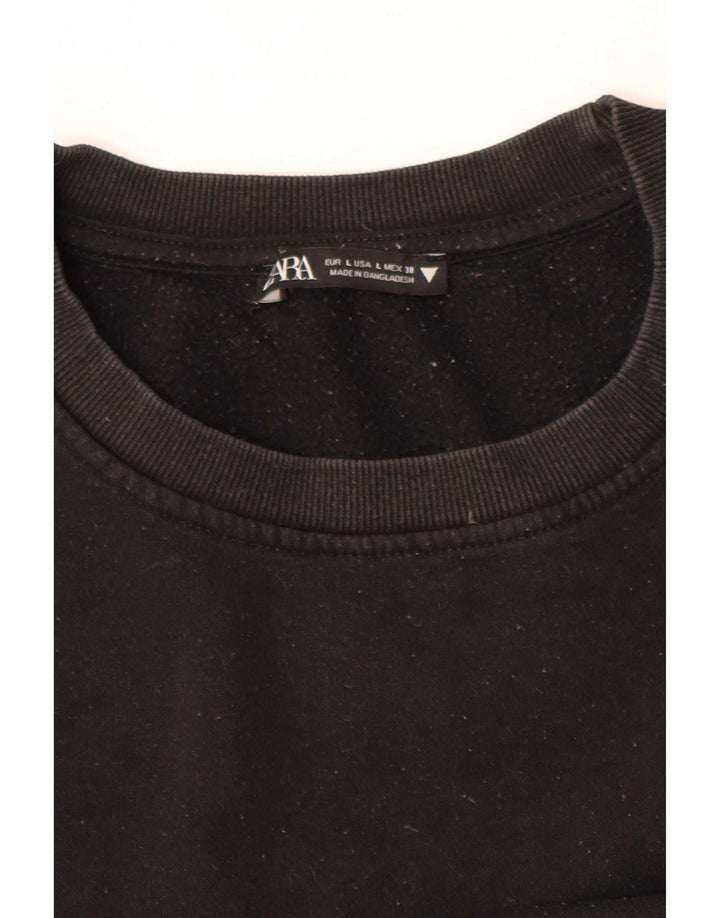 Zara Γυναικεία φούτερ μεγάλης κλίμακας Crop Jumper UK 14 Large Μαύρο