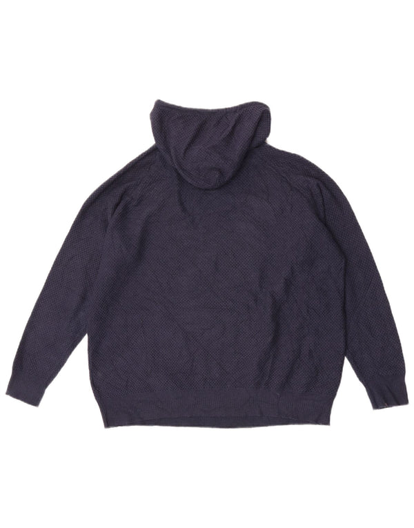 Γυναικείο πουλόβερ με κουκούλα Marks & Spencer UK 14 Medium Navy Blue Viscose