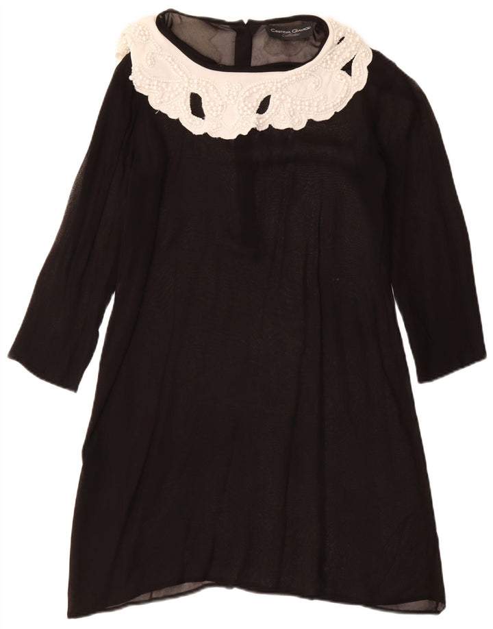 CRISTINA GAVIOLI Γυναικείο φόρεμα See Through A-Line UK 10 Small Black