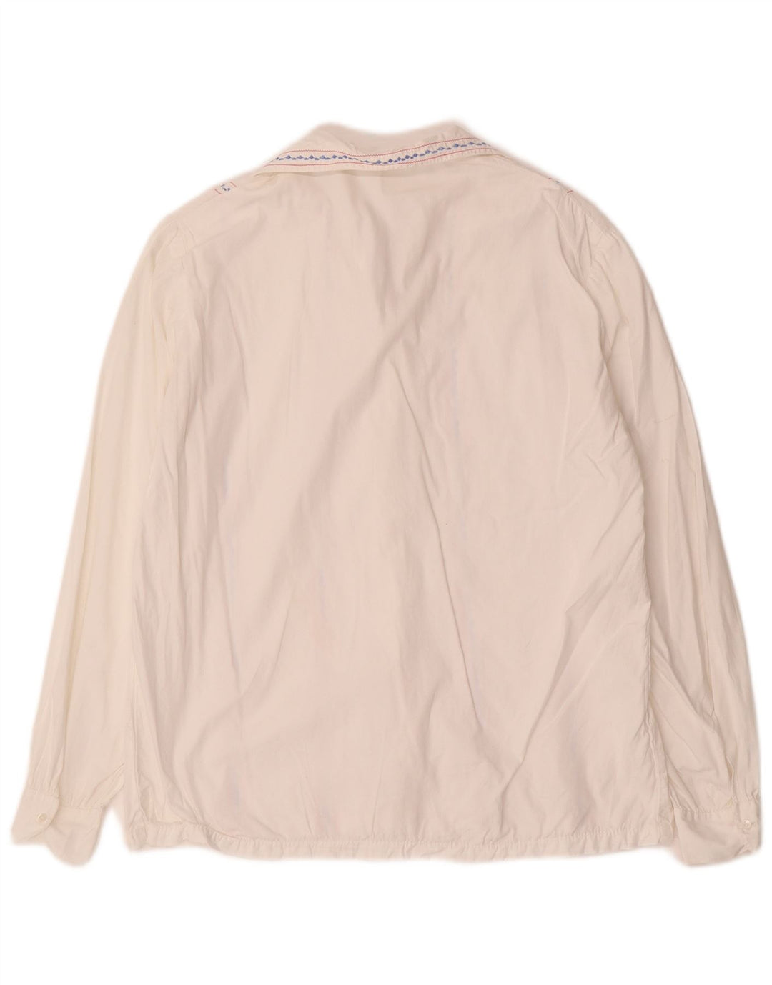 VINTAGE Γυναικείο πουκάμισο Μπλούζα UK 16 Μεγάλη Λευκή Ριγέ