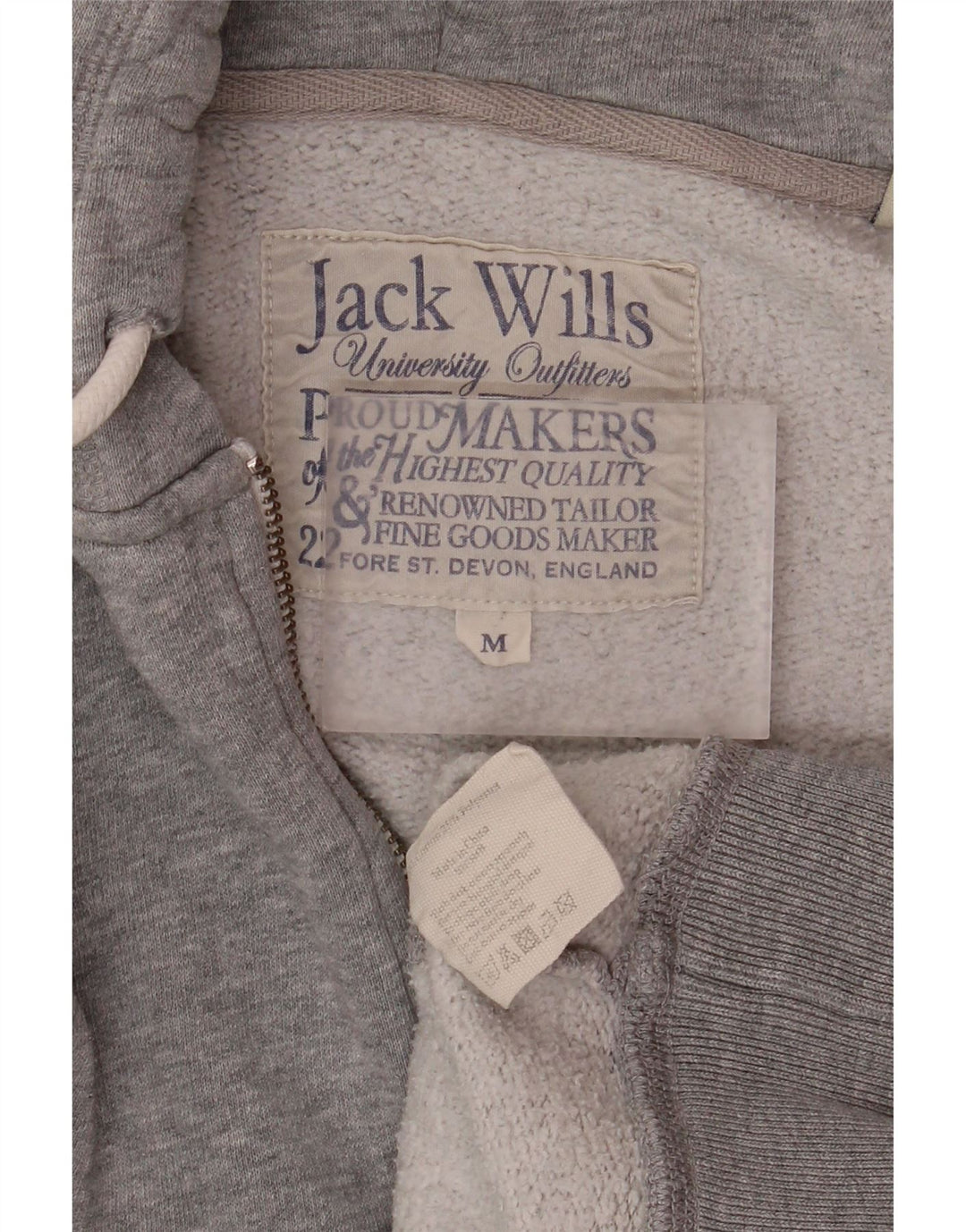Jack Wills Ανδρικό πουλόβερ με κουκούλα με φερμουάρ, μεσαίο γκρι βαμβακερό