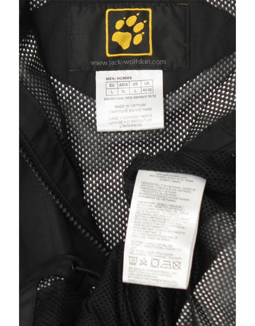 JACK WOLFSKIN Ανδρικό μπουφάν βροχής με κουκούλα UK 40/42 μεγάλο μαύρο πολυαμίδιο