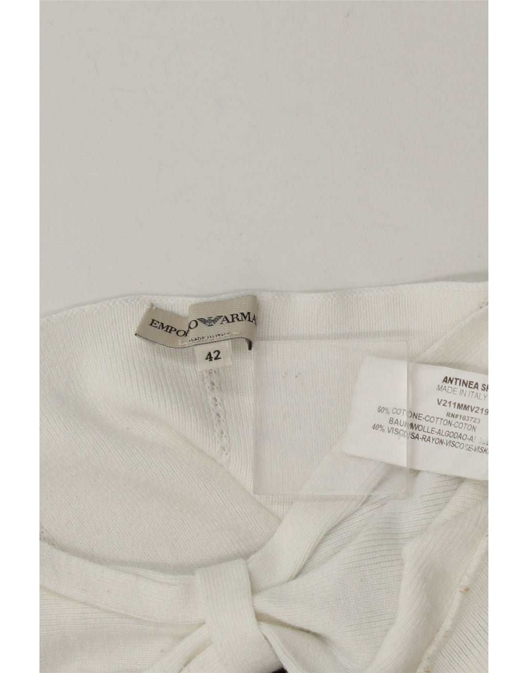 Emporio Armani Womens Crop Off Shoulder Top IT 42 Medium White Ride