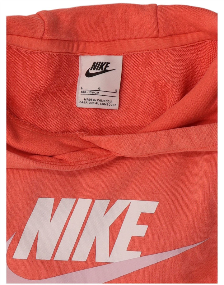NIKE Girls Crop Graphic Hoodie Jumper 12-13 ετών Μεγάλο ροζ βαμβακερό