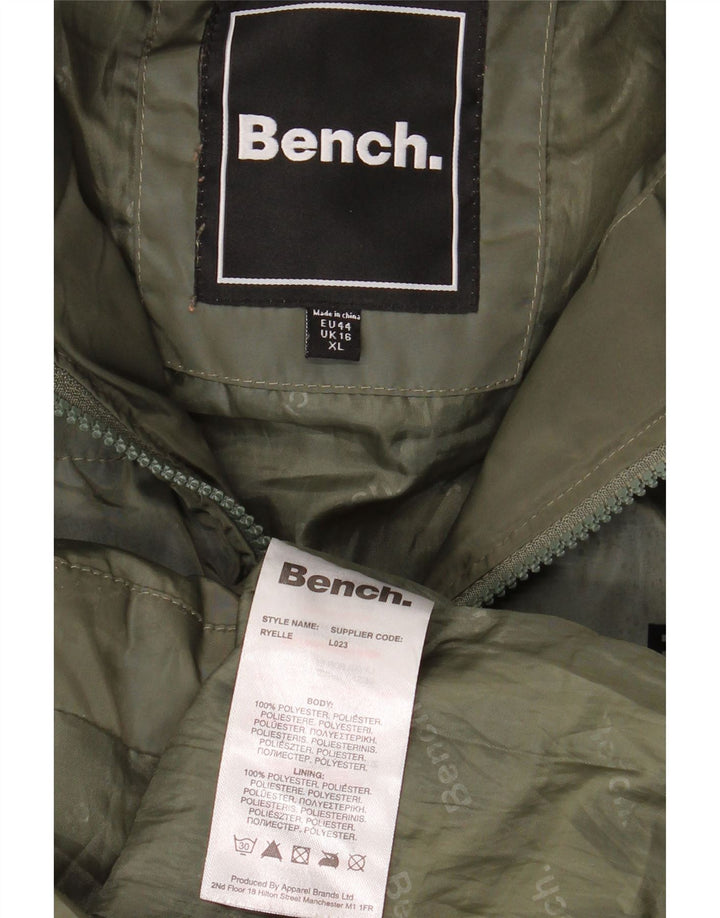 Γυναικείο πάγκο με κουκούλα μεγάλο παλτό UK 16 Large Khaki Polyester