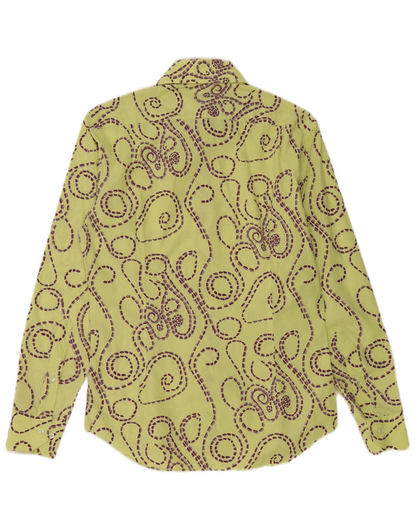 Vintage Ανδρικό Abstract Pattern Slim Fit Shirt Μέγεθος 39 15 1/2 Medium Yellow