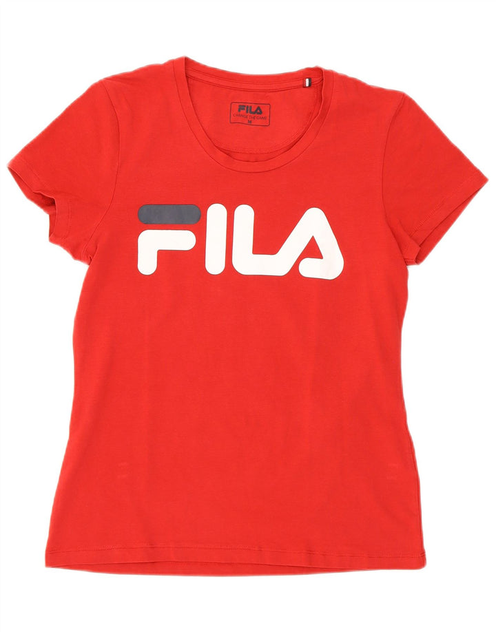 Fila Γυναικείο γραφικό T-Shirt Top UK 12 Medium Red