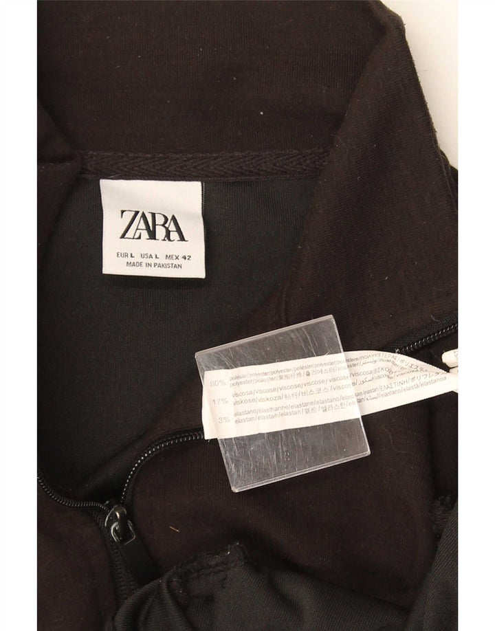 Zara Γυναικεία αθλητική φόρμα Top Jacket UK 16 Large Black Polyester