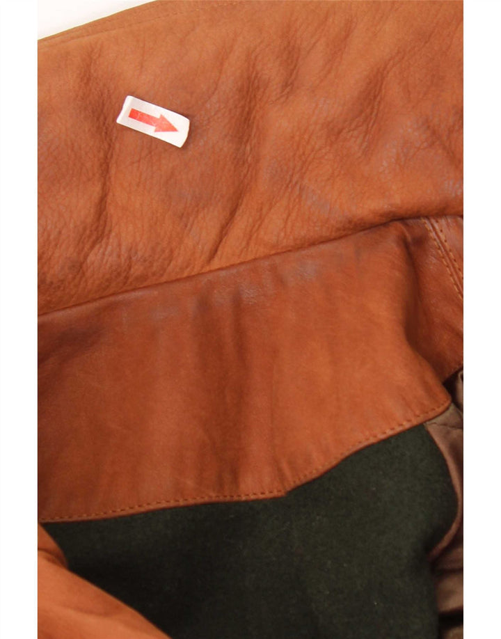 Ανδρικό δερμάτινο μπουφάν Timberland με κουκούλα UK 40 Large Brown