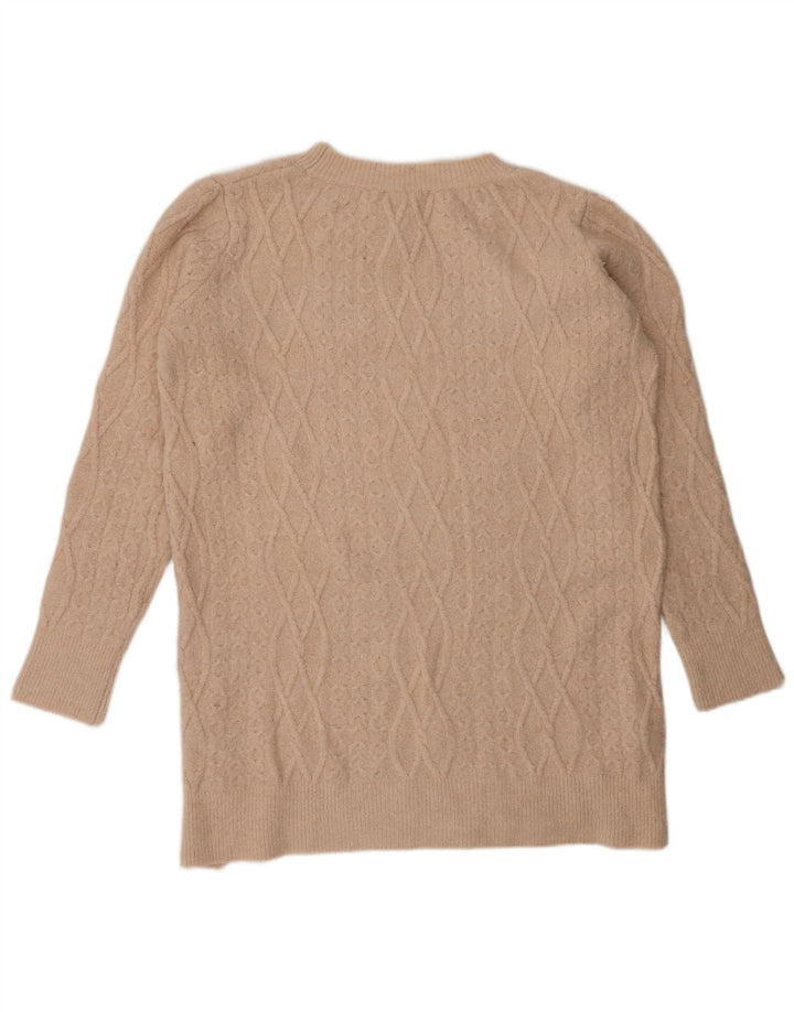 Zara Γυναικείο πουλόβερ Longline Crew Neck Jumper UK 14 Medium Beige