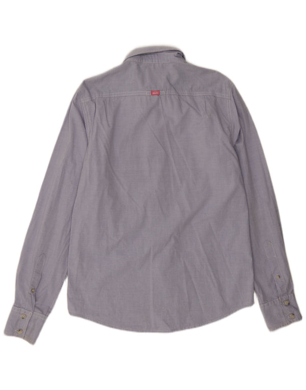 Ανδρικό πουκάμισο Superdry Βαμβακερό με μεγάλο ραβδί μπλε