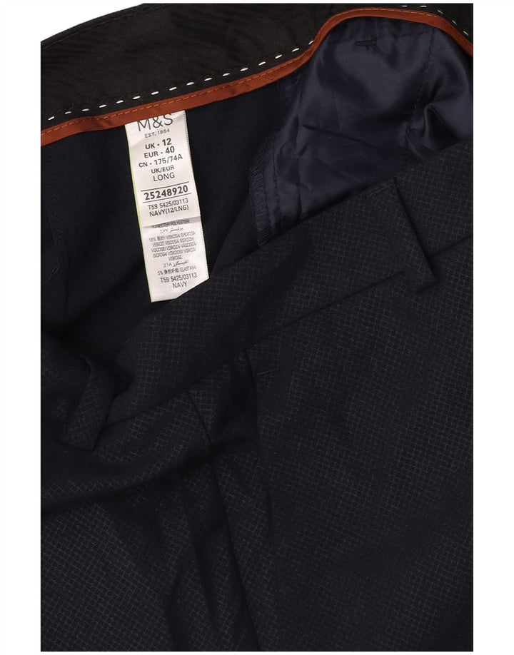 Marks & Spencer γυναικείο παντελόνι UK 12 Medium W32 L32 Navy Blue Check