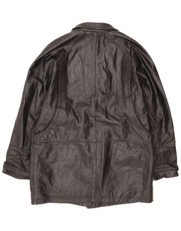 Vintage Ανδρικό Δερμάτινο Παλτό UK 42 XL Μαύρο Δερμάτινο