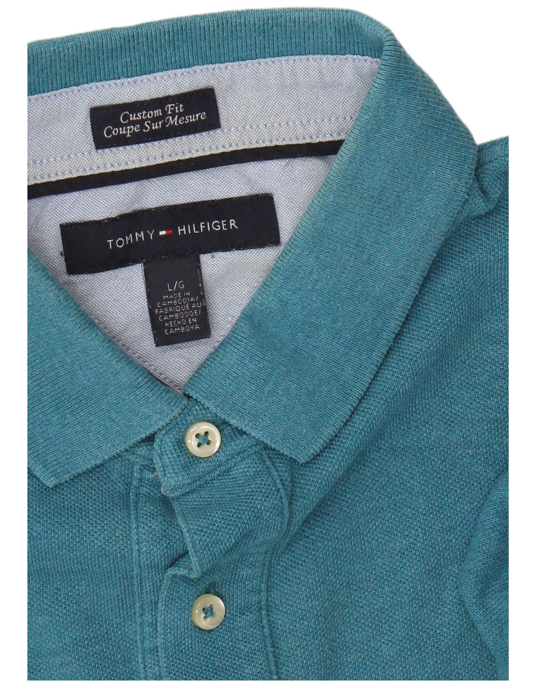 Tommy Hilfiger Ανδρικό πουκάμισο Polo Custom Fit Large Blue
