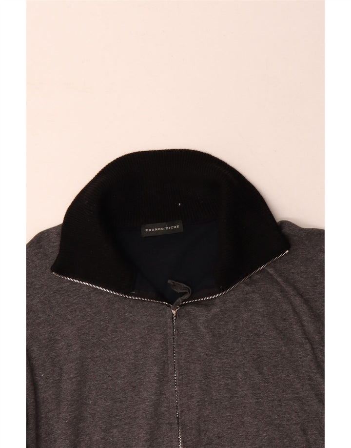 FRANCO ZICHE Ανδρικό φούτερ με φερμουάρ, πουκάμισο με μεγάλο γκρι χρώμα