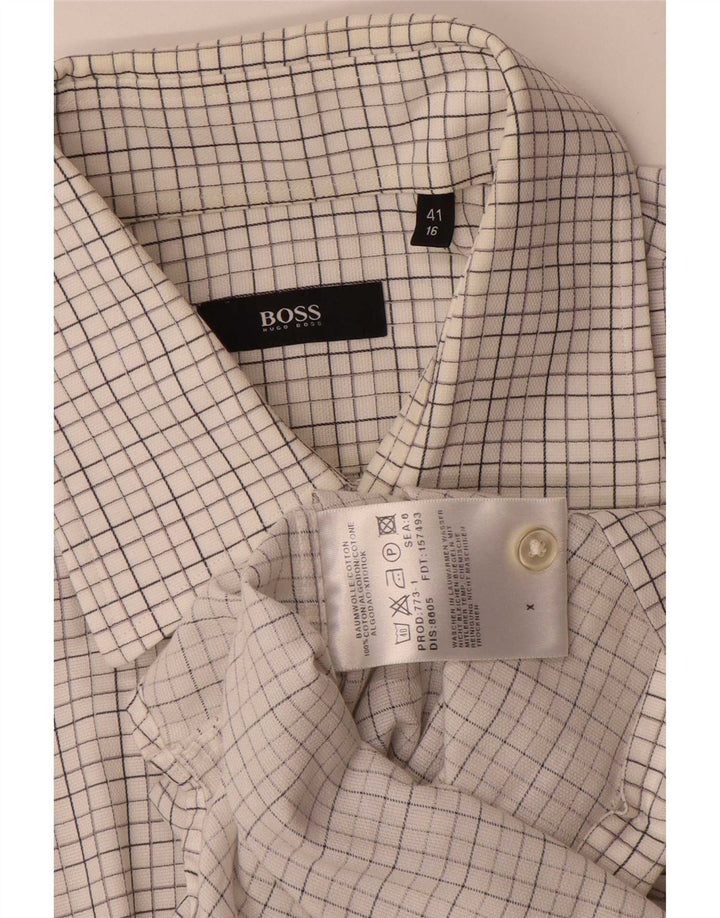 Ανδρικό πουκάμισο Hugo Boss 41 16 μεγάλο λευκό βαμβακερό