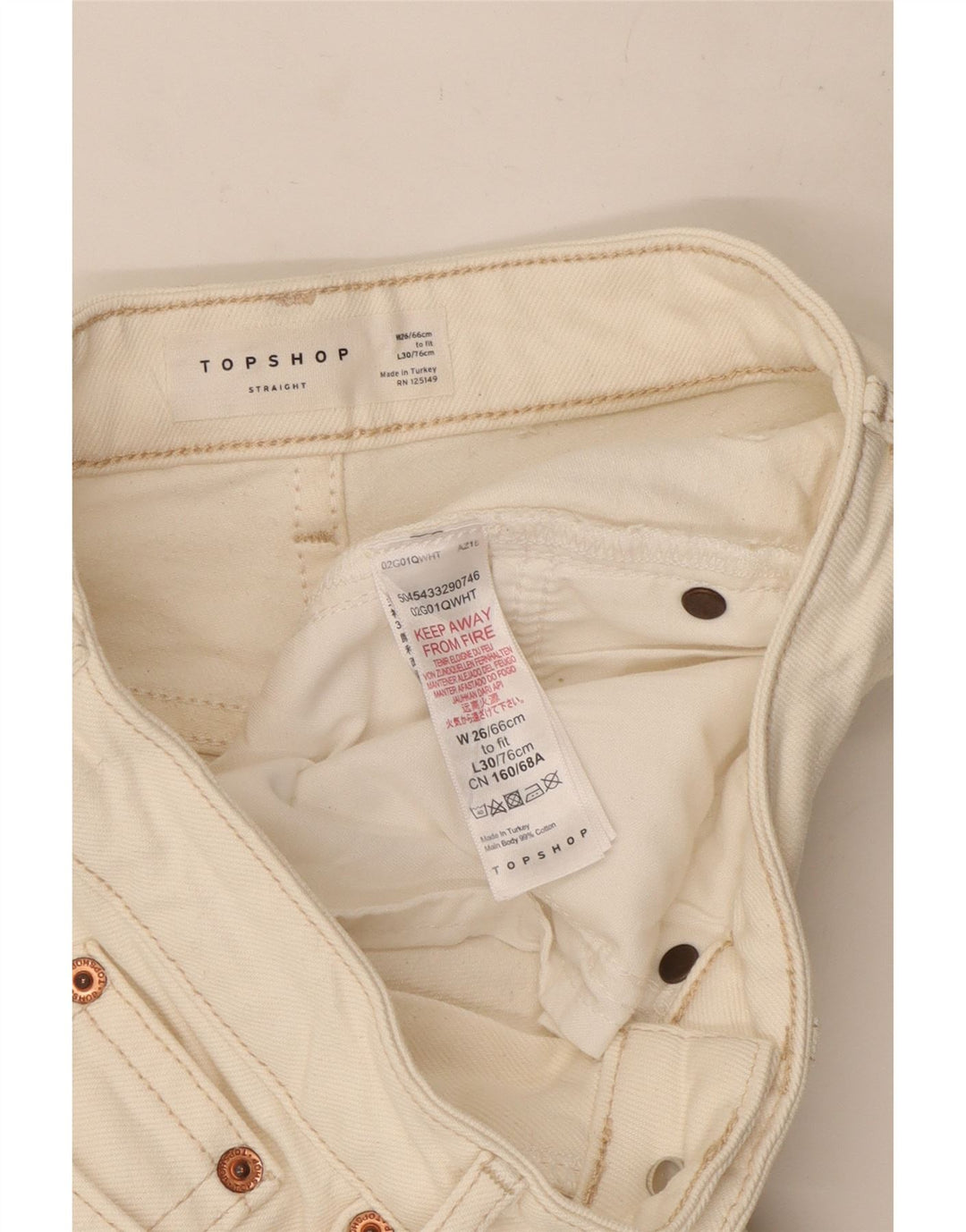 Topshop Γυναικείο τζιν ίσιο W26 L24 Λευκό βαμβακερό