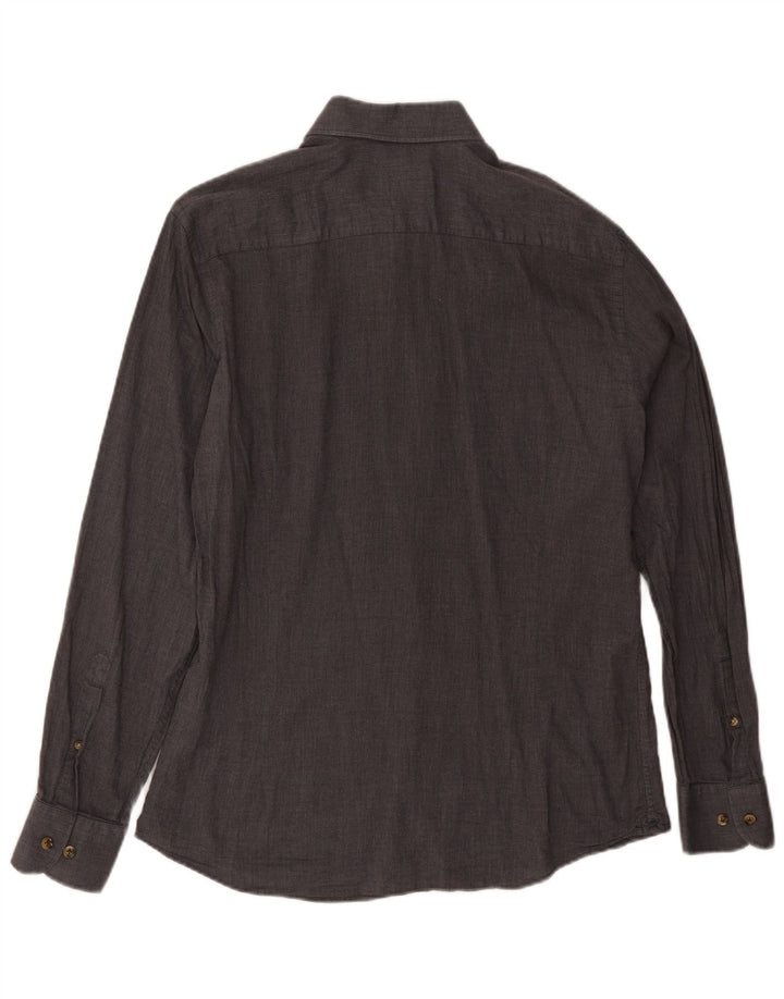Ανδρικό πουκάμισο Hackett Slim Fit μεγάλο γκρι βαμβακερό