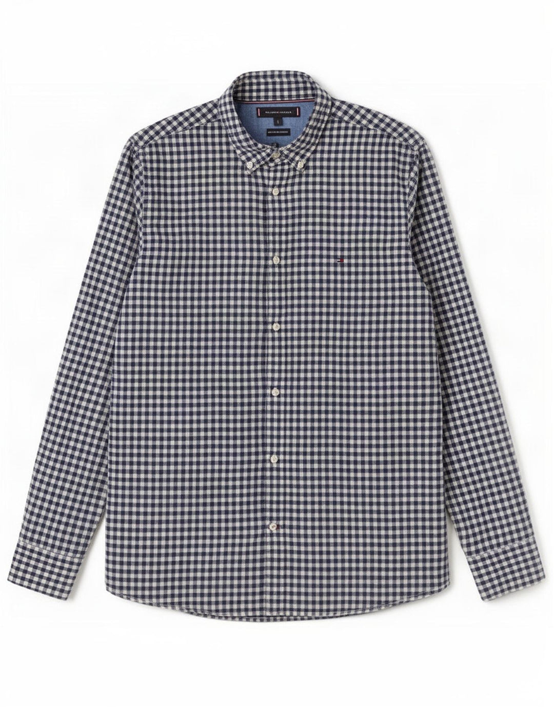 Ανδρικό πουκάμισο Tommy Hilfiger Large Navy Blue Gingham Cotton