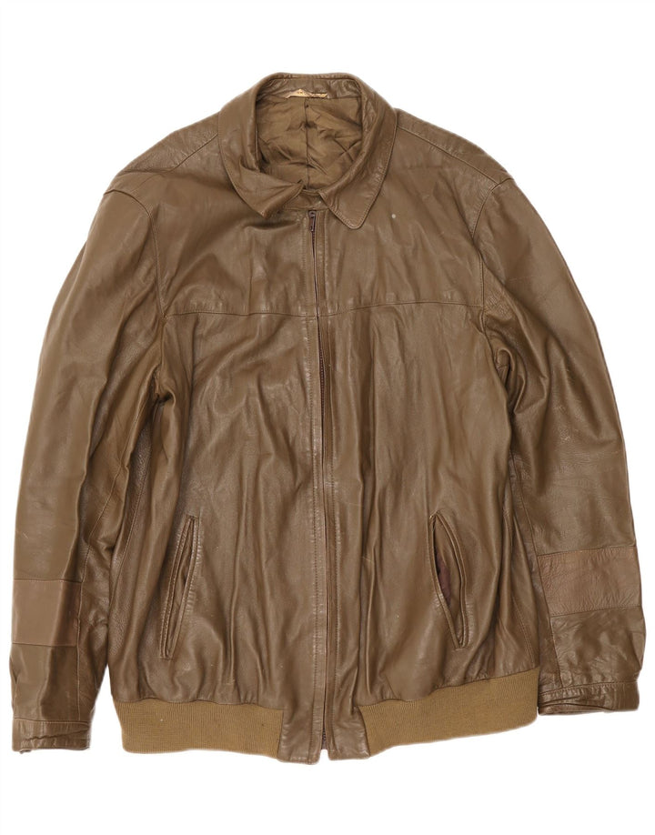 Vintage Ανδρικό Δερμάτινο Μπουφάν UK 38 Medium Khaki Leather