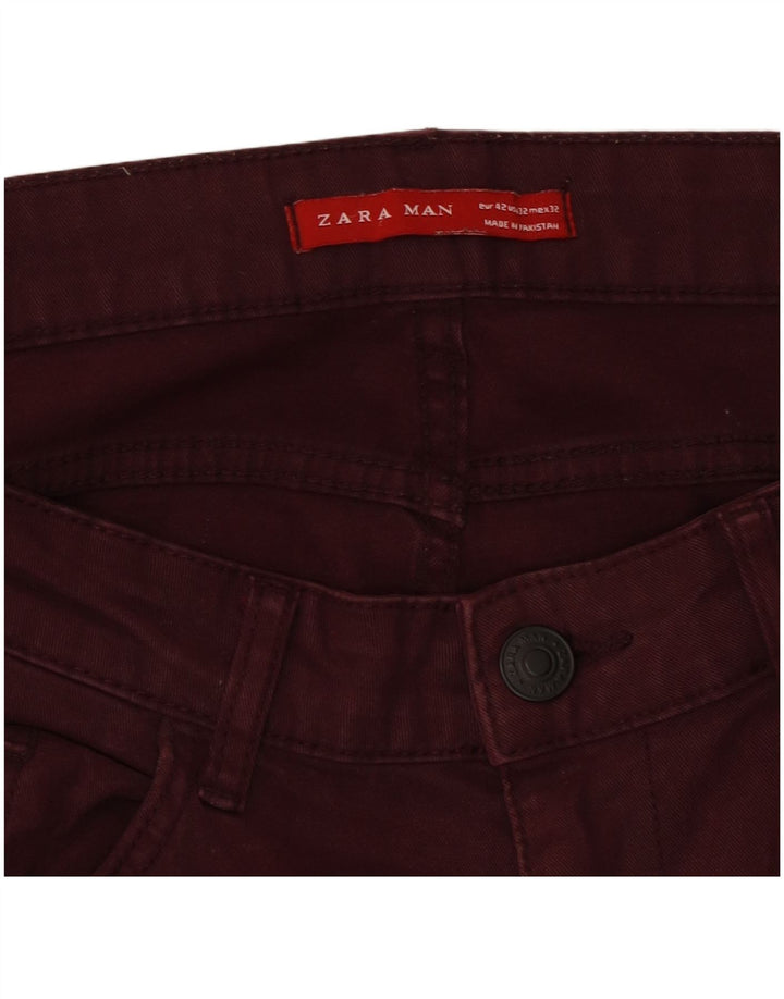 Zara Γυναικείο Slim Jeans W32 L32 Βουργουνδί