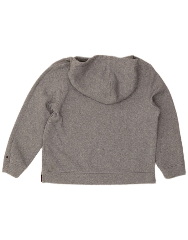 TOMMY HILFIGER Γυναικείο υπερμεγέθη γραφικό φούτερ με κουκούλα UK 14 Medium Grey