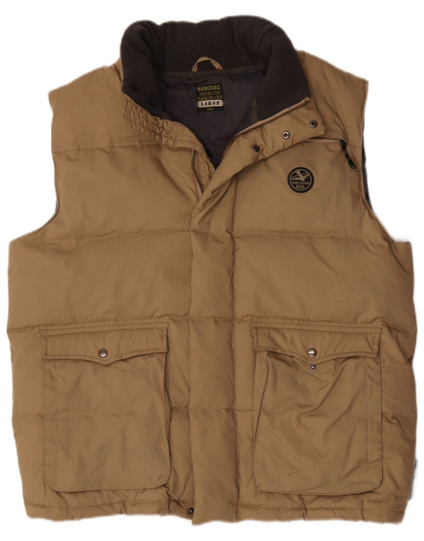 Vintage ανδρικό padded Gilet UK 40 Large Beige Polyester