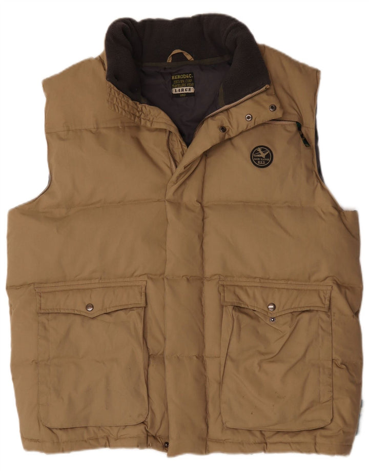 Vintage ανδρικό padded Gilet UK 40 Large Beige Polyester
