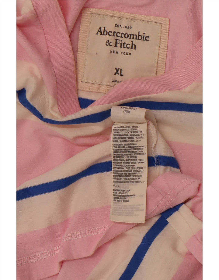 ABERCROMBIE & FITCH Ανδρικό T-Shirt Μυϊκό Τοπ XL Ροζ Βαμβακερό ριγέ