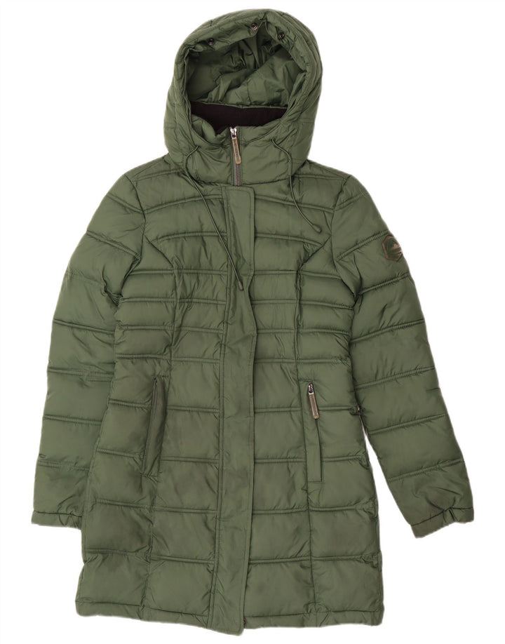 Superdry γυναικείο παλτό με κουκούλα UK 6 XS Πράσινο Πολυεστέρας