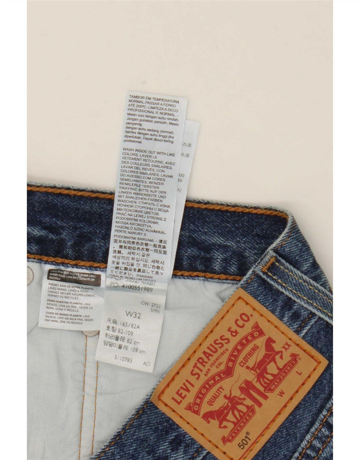 Levi's Womens 501 Distressed τζιν σορτς W32 μεγάλο μπλε βαμβακερό