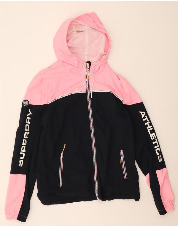 Superdry Γυναικείο μπουφάν βροχής με κουκούλα UK 18 XL μαύρο νάιλον