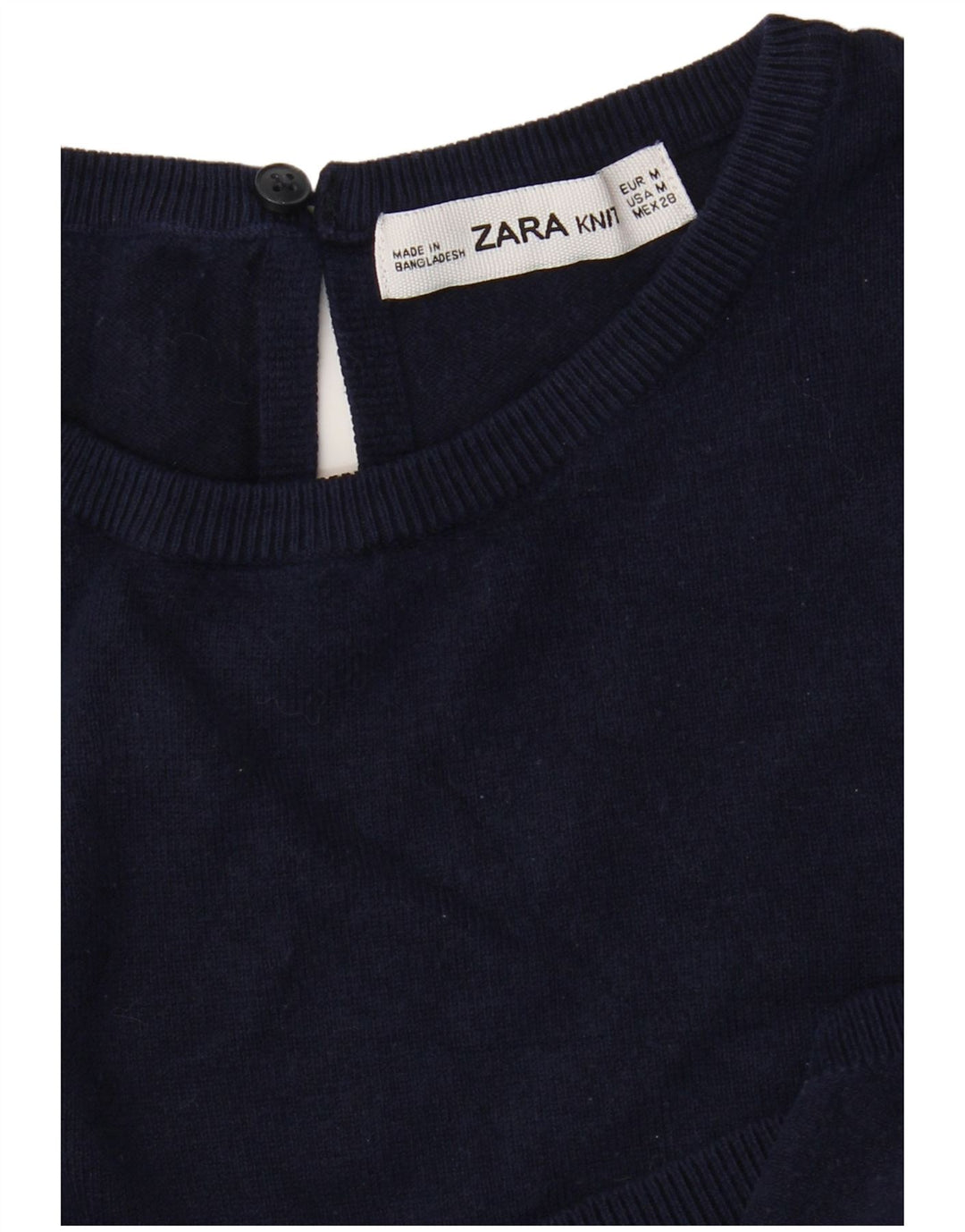 Zara Γυναικείο πουλόβερ με λαιμόκοψη Crop Crop UK 12 Medium Navy Blue