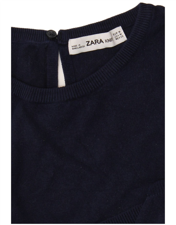 Zara Γυναικείο πουλόβερ με λαιμόκοψη Crop Crop UK 12 Medium Navy Blue