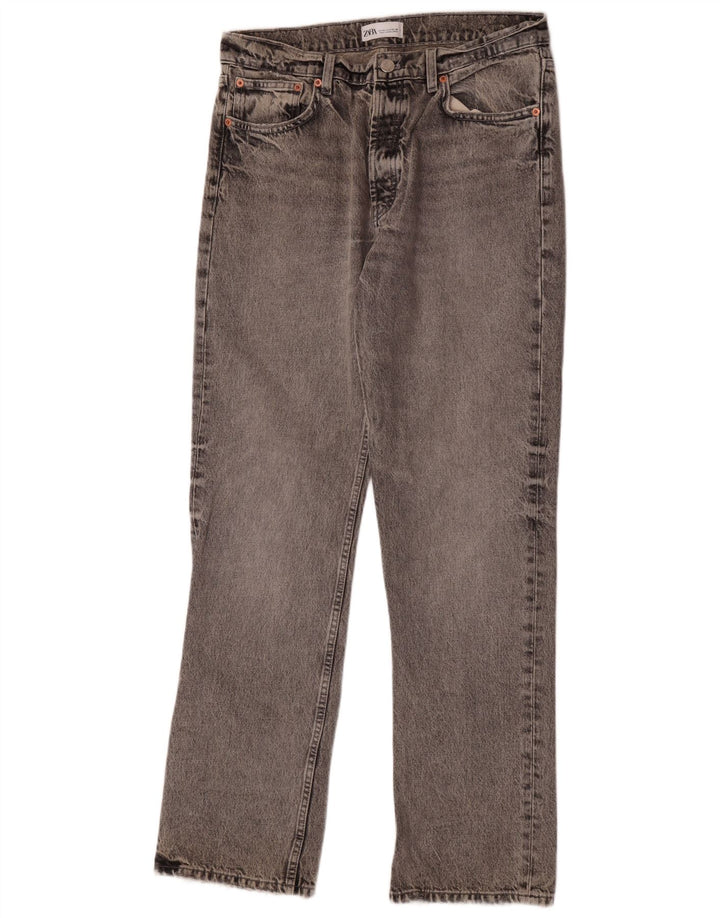 Zara Γυναικείο Straight Jeans EU 40 Medium W30 L34 Γκρι βαμβακερό