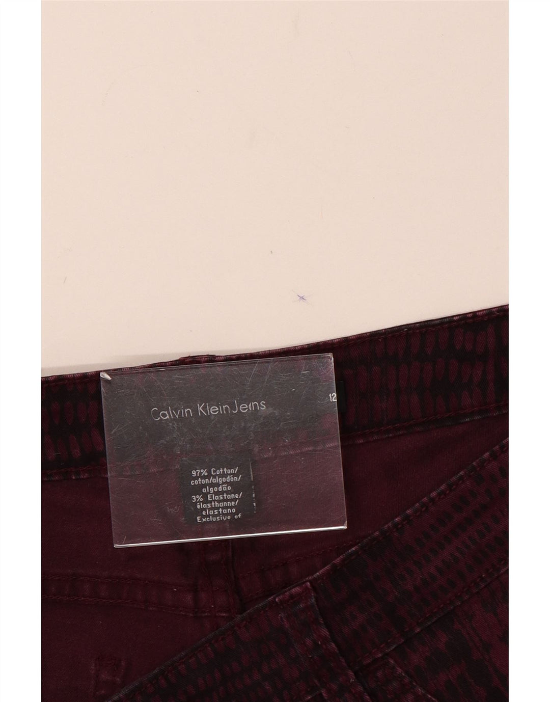 CALVIN KLEIN Γυναικείο Casual Παντελόνι US 12 Μεγάλο W32 L31 Βουργουνδί